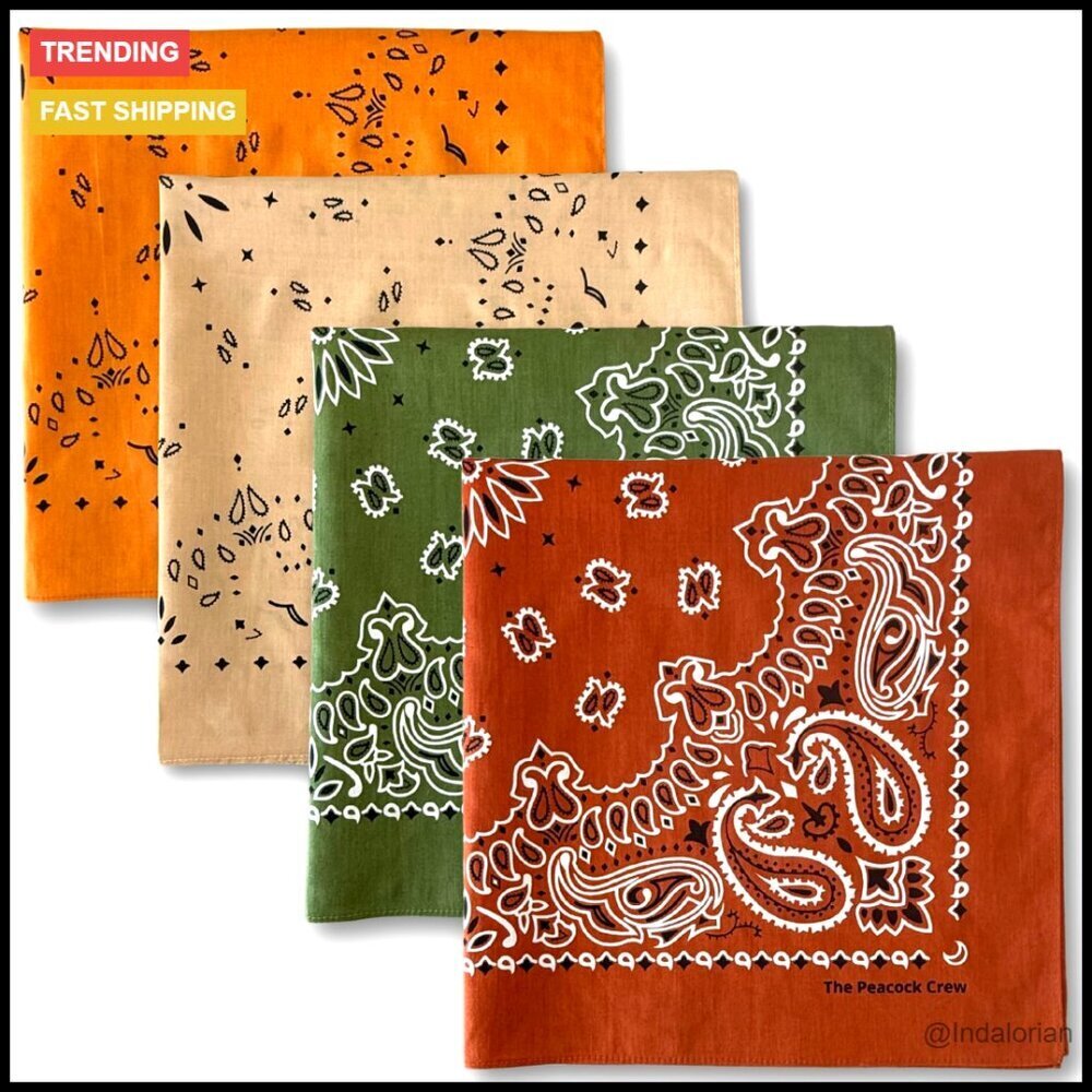 Premium Cotton Bandanas Set Paisley Pattern Versatile Boho Accessories 4 Pack